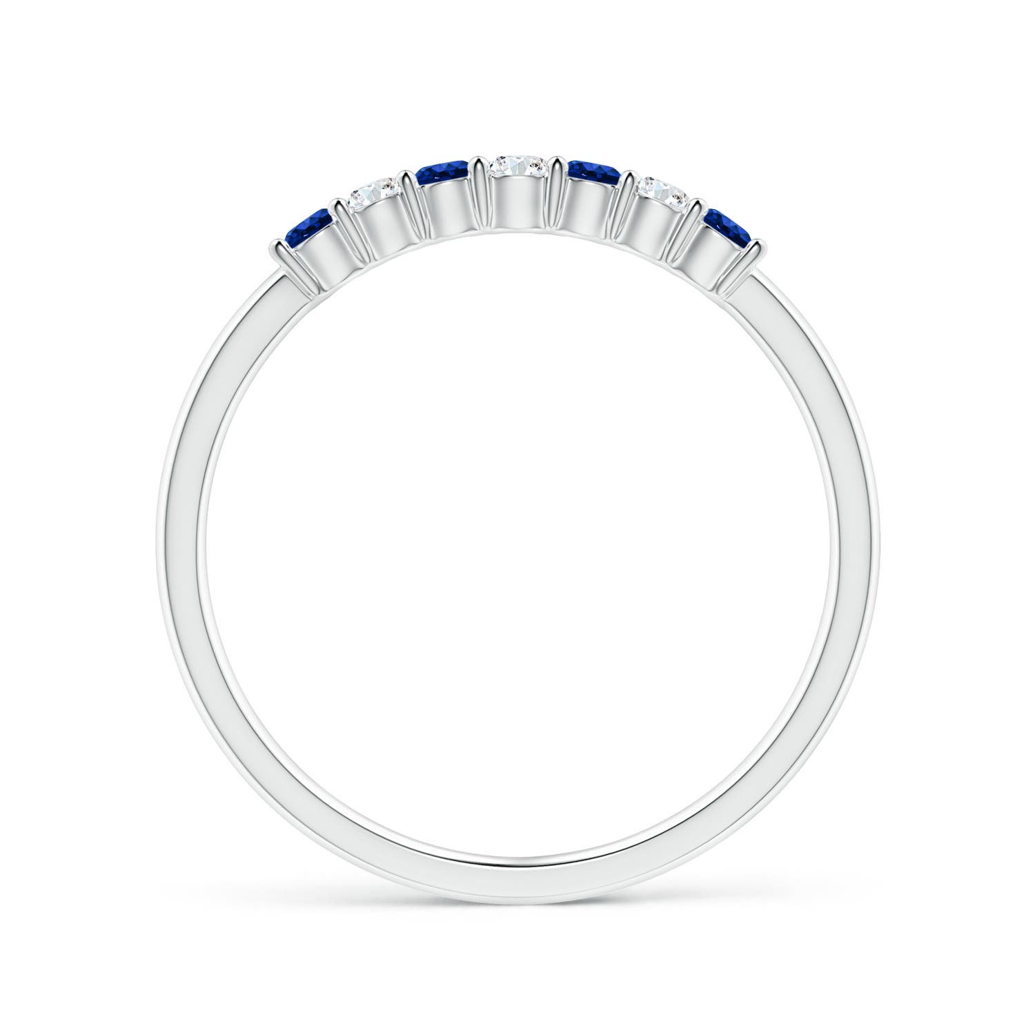 2mm AAAA Half Eternity Seven Stone Sapphire and Diamond Wedding Ring in P950 Platinum