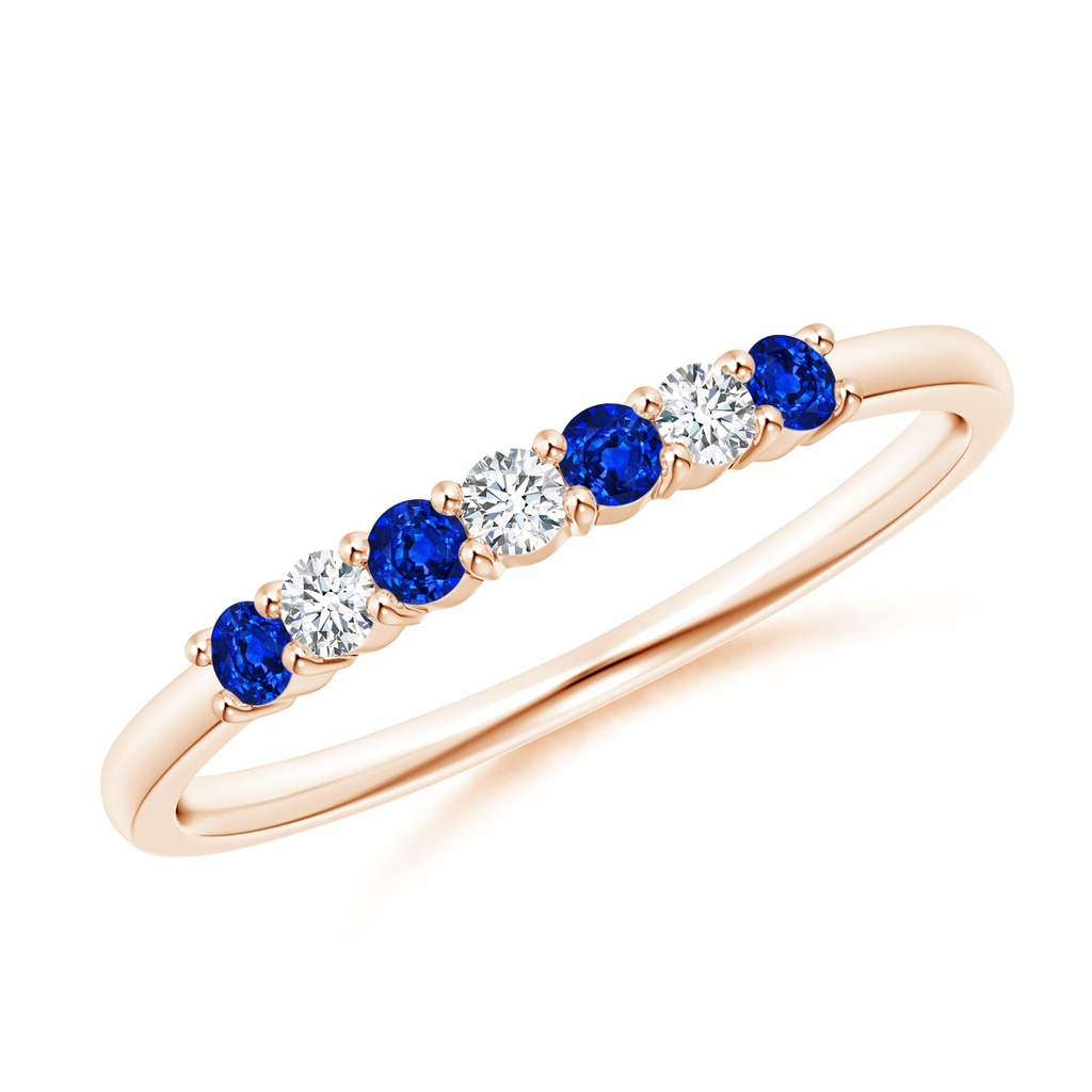 2mm AAAA Half Eternity Seven Stone Sapphire and Diamond Wedding Ring in Rose Gold