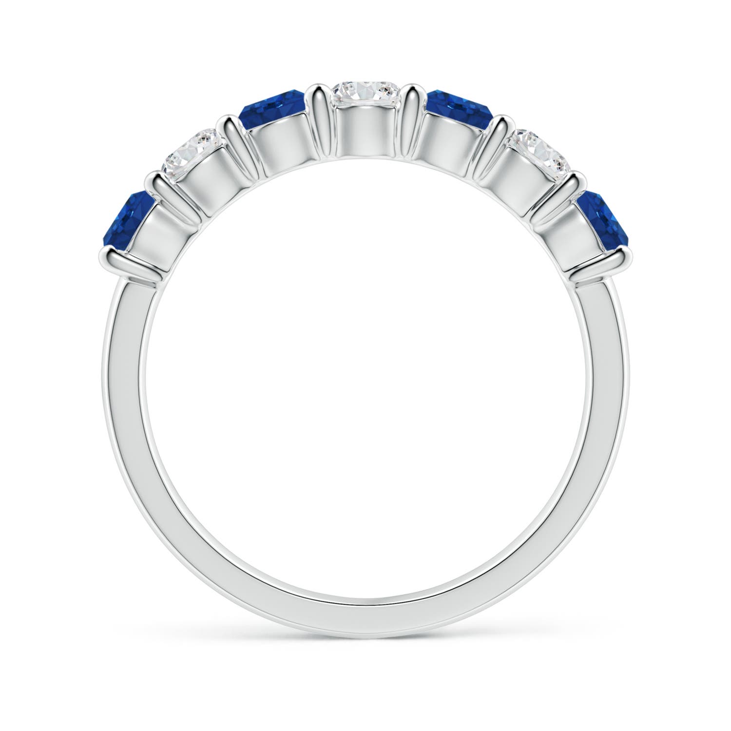 3.5mm AAA Half Eternity Seven Stone Sapphire and Diamond Wedding Ring in White Gold - side 3