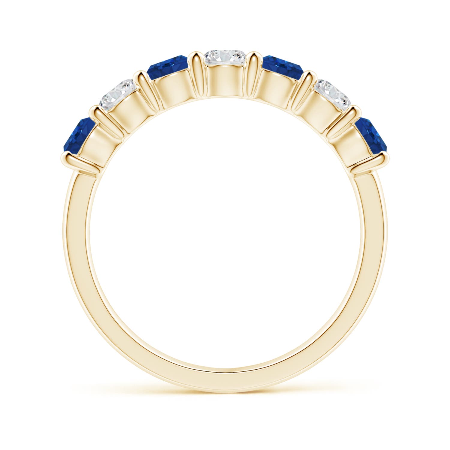 3.5mm AAA Half Eternity Seven Stone Sapphire and Diamond Wedding Ring in Yellow Gold