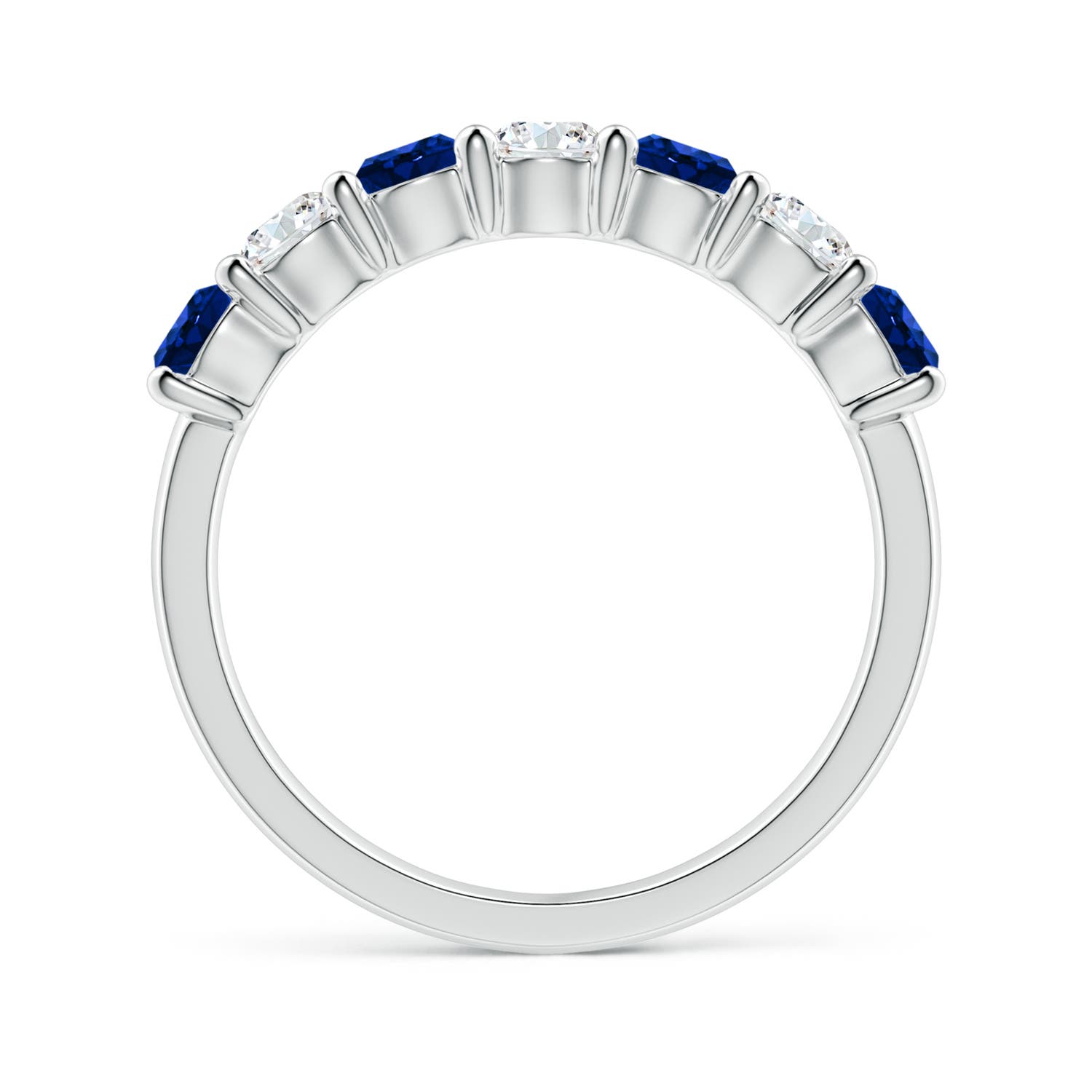 3.5mm AAAA Half Eternity Seven Stone Sapphire and Diamond Wedding Ring in 18K White Gold