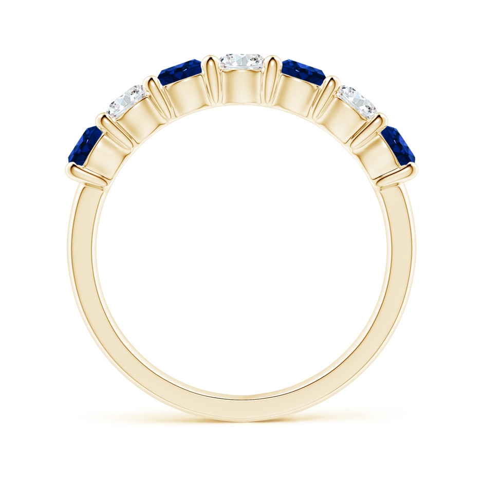 3.5mm Lab-Grown Half Eternity Seven Stone Sapphire and Diamond Wedding Ring in 18K Yellow Gold side 199