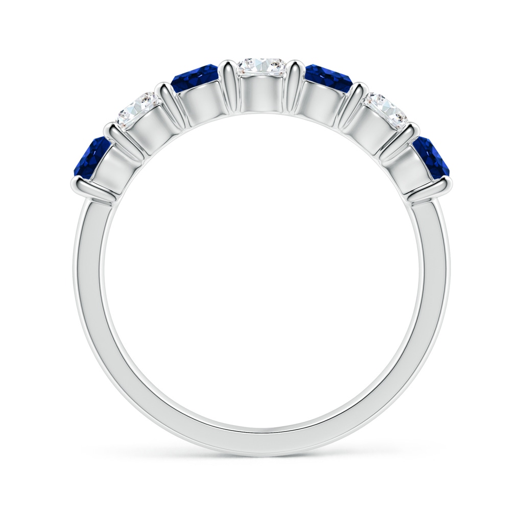 3.5mm Lab-Grown Half Eternity Seven Stone Sapphire and Diamond Wedding Ring in White Gold - side 199
