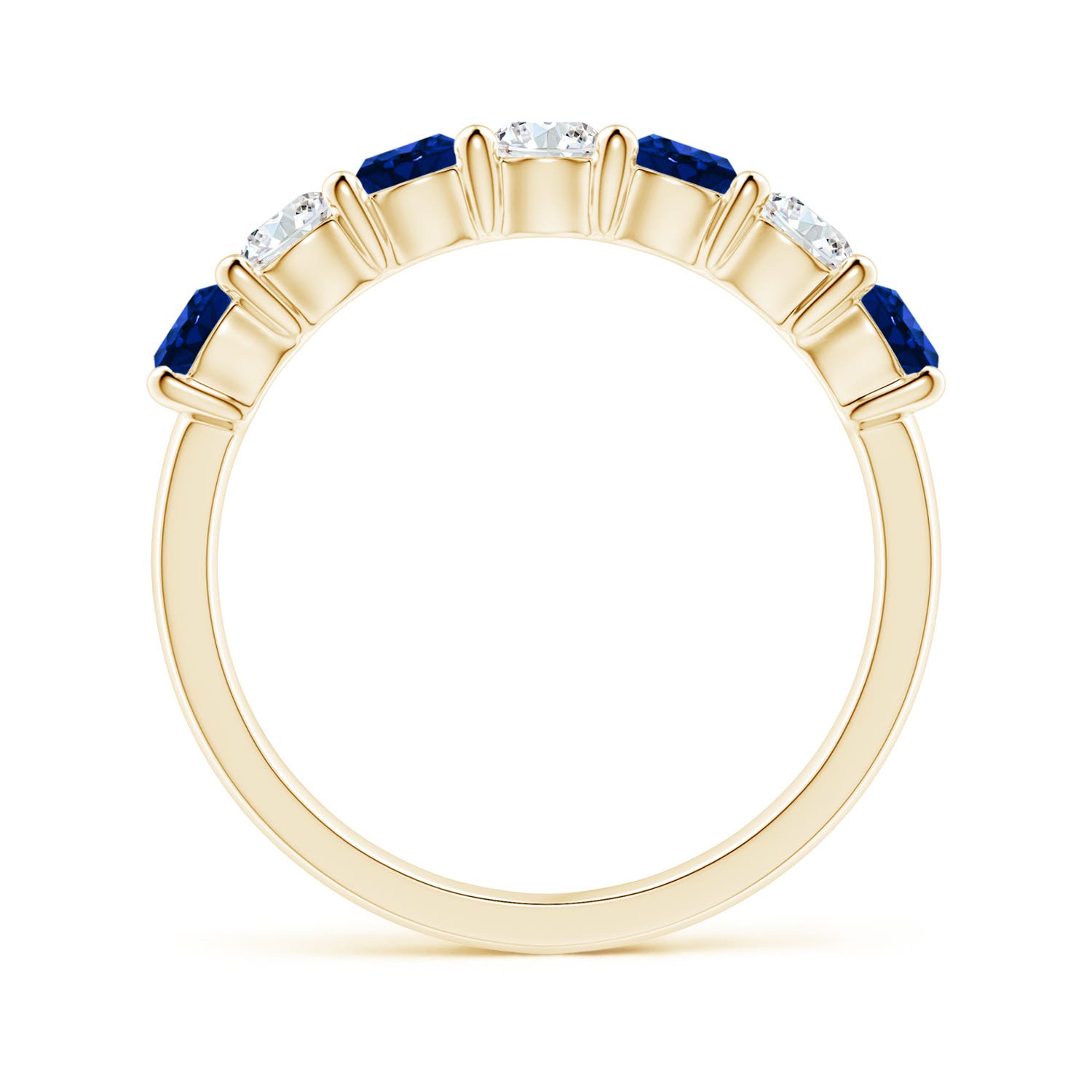 3.5mm AAAA Half Eternity Seven Stone Sapphire and Diamond Wedding Ring in Yellow Gold
