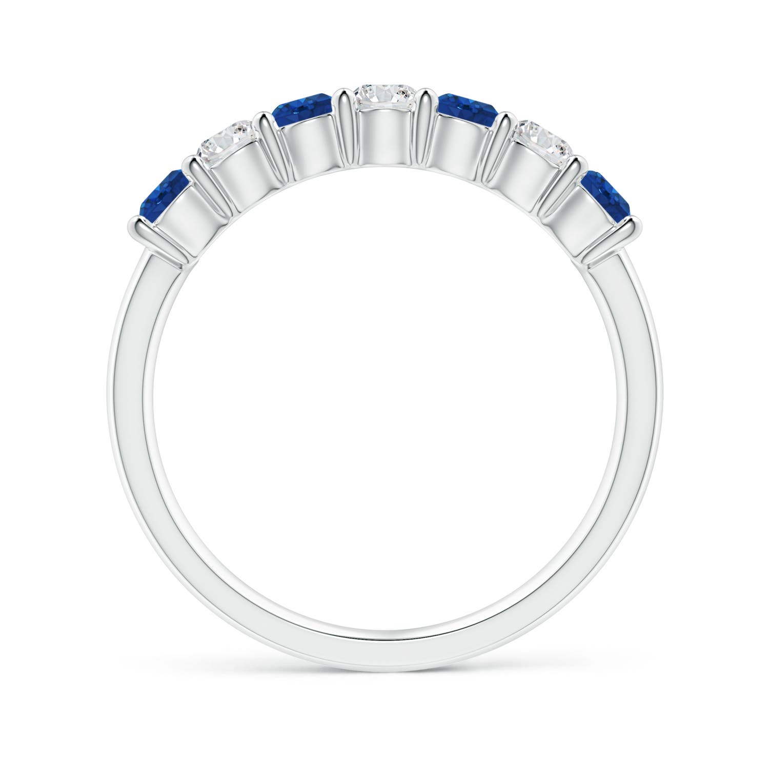 3mm AAA Half Eternity Seven Stone Sapphire and Diamond Wedding Ring in White Gold