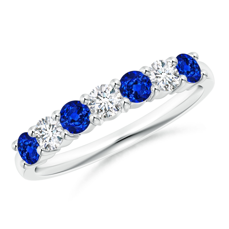 3mm Lab-Grown Half Eternity Seven Stone Sapphire and Diamond Wedding Ring in P950 Platinum 