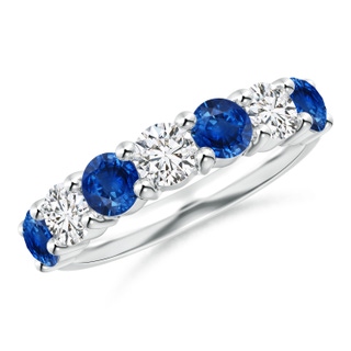 4mm AAA Half Eternity Seven Stone Sapphire and Diamond Wedding Ring in P950 Platinum