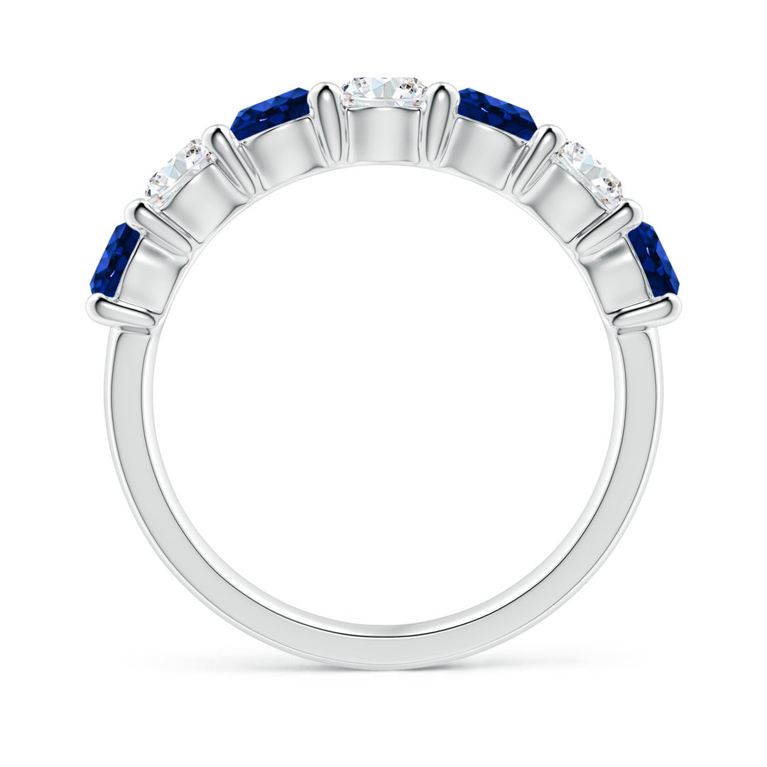 4mm AAAA Half Eternity Seven Stone Sapphire and Diamond Wedding Ring in 18K White Gold - side 3