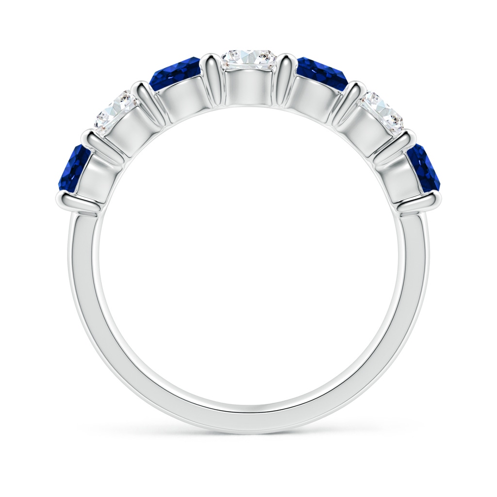 4mm Lab-Grown Half Eternity Seven Stone Sapphire and Diamond Wedding Ring in 18K White Gold - side 199