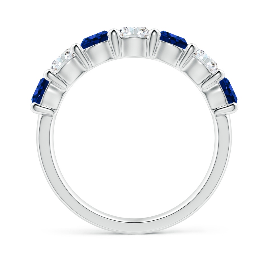 4mm Lab-Grown Half Eternity Seven Stone Sapphire and Diamond Wedding Ring in 18K White Gold side 199