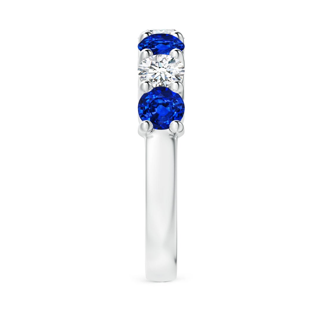 4mm AAAA Half Eternity Seven Stone Sapphire and Diamond Wedding Ring in 18K White Gold - side 4