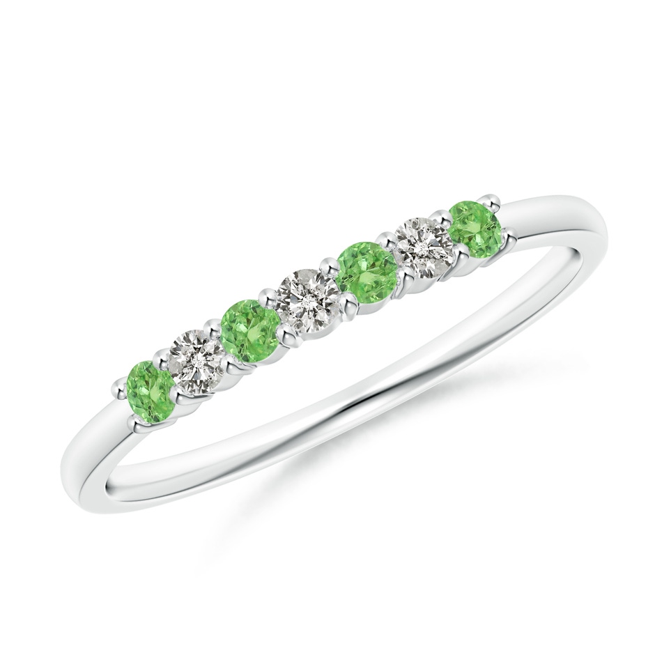 2mm A Half Eternity Seven Stone Tsavorite and Diamond Wedding Ring in White Gold 