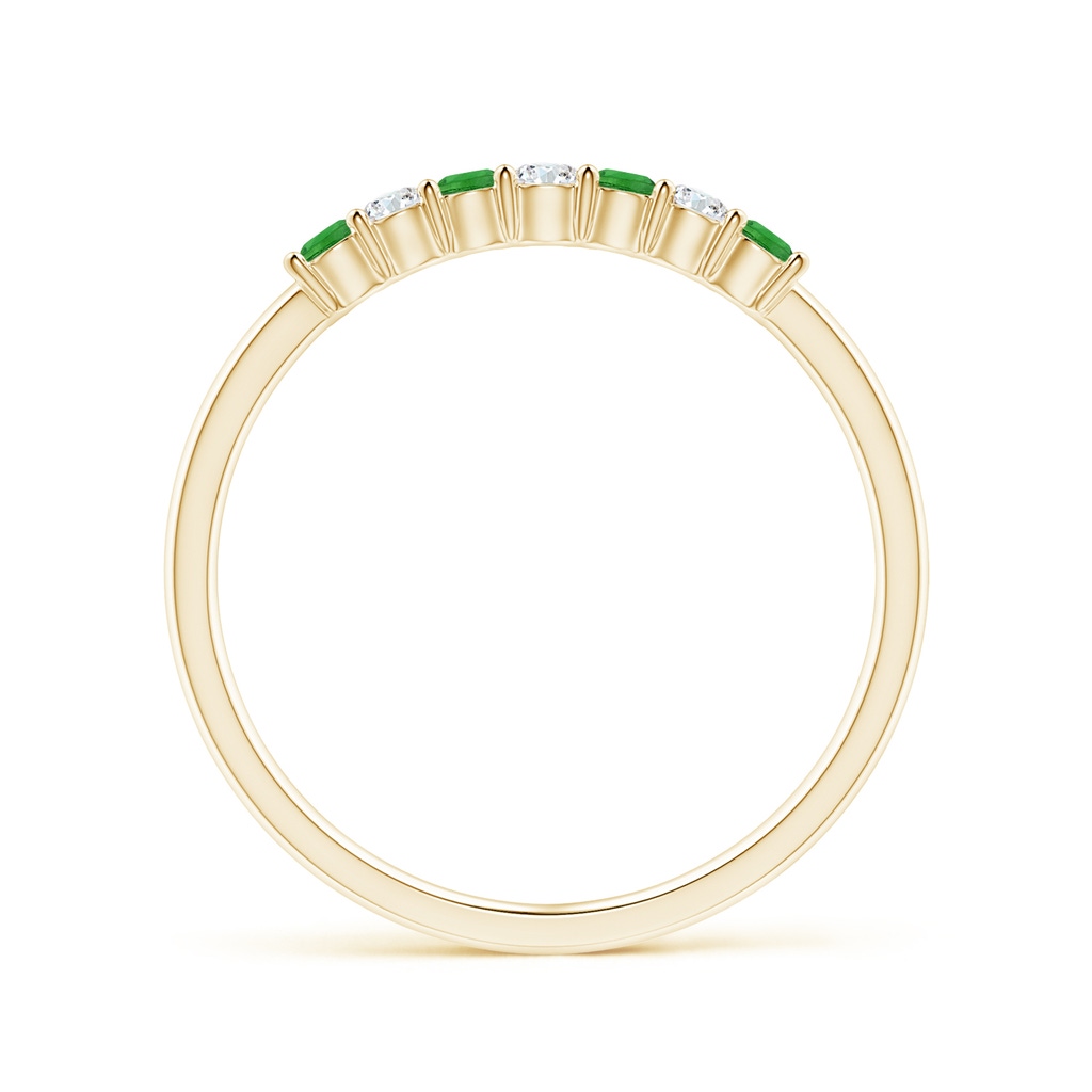 2mm AAAA Half Eternity Seven Stone Tsavorite and Diamond Wedding Ring in Yellow Gold - side 199