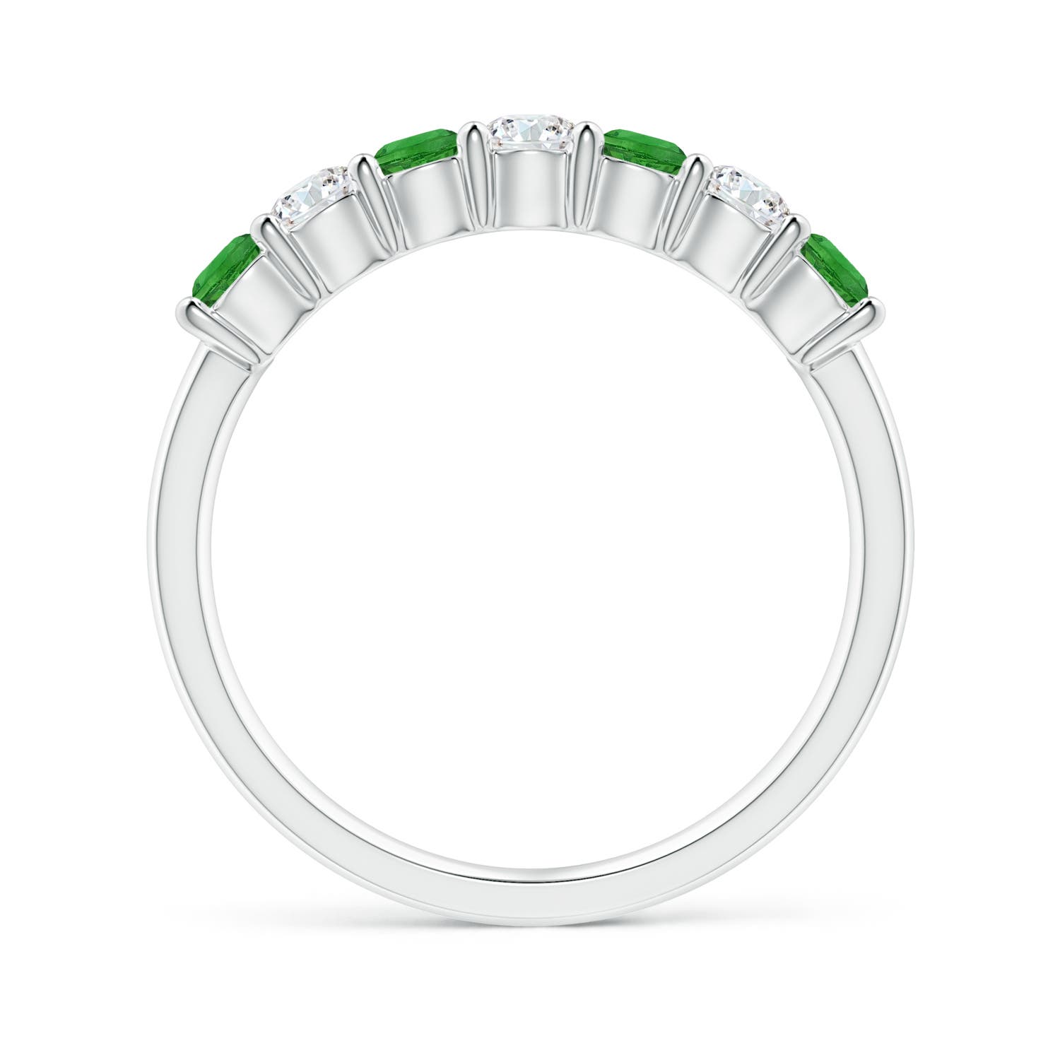 3mm AAAA Half Eternity Seven Stone Tsavorite and Diamond Wedding Ring in 18K White Gold - side 3