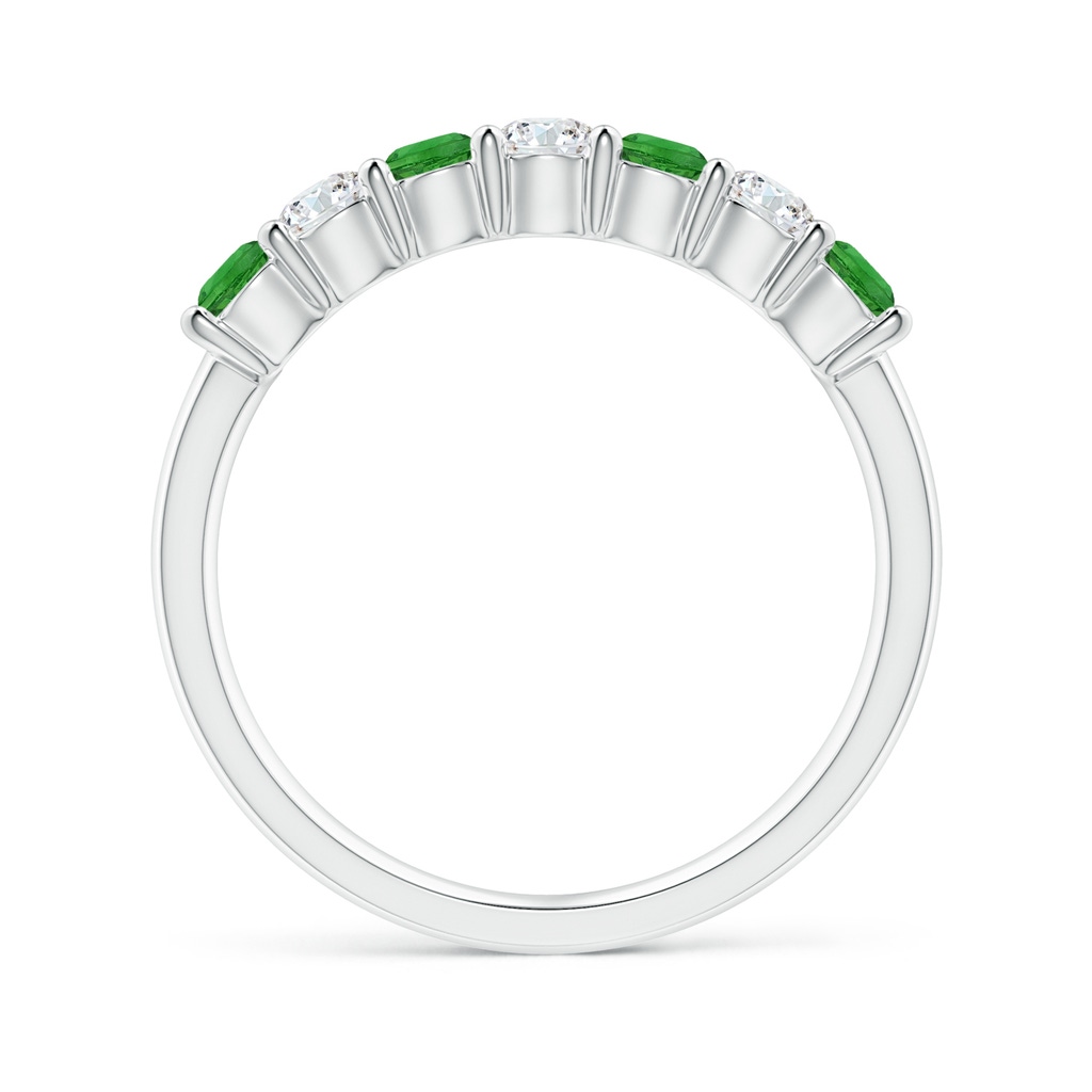 3mm AAAA Half Eternity Seven Stone Tsavorite and Diamond Wedding Ring in 18K White Gold - side 199