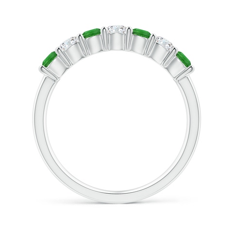 3mm AAAA Half Eternity Seven Stone Tsavorite and Diamond Wedding Ring in 18K White Gold - side 3