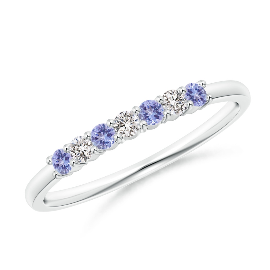 2mm AA Half Eternity 7 Stone Tanzanite and Diamond Wedding Ring in 18K White Gold 