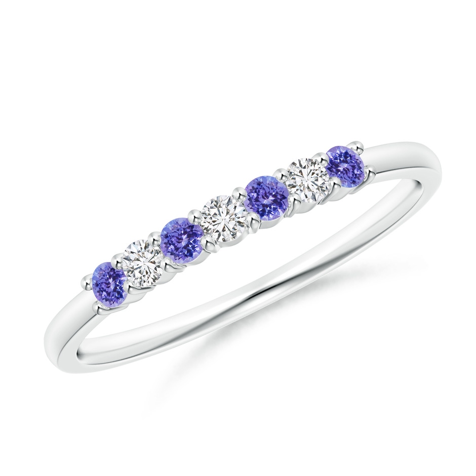 2mm AAA Half Eternity 7 Stone Tanzanite and Diamond Wedding Ring in White Gold 