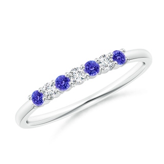 2mm AAAA Half Eternity 7 Stone Tanzanite and Diamond Wedding Ring in White Gold