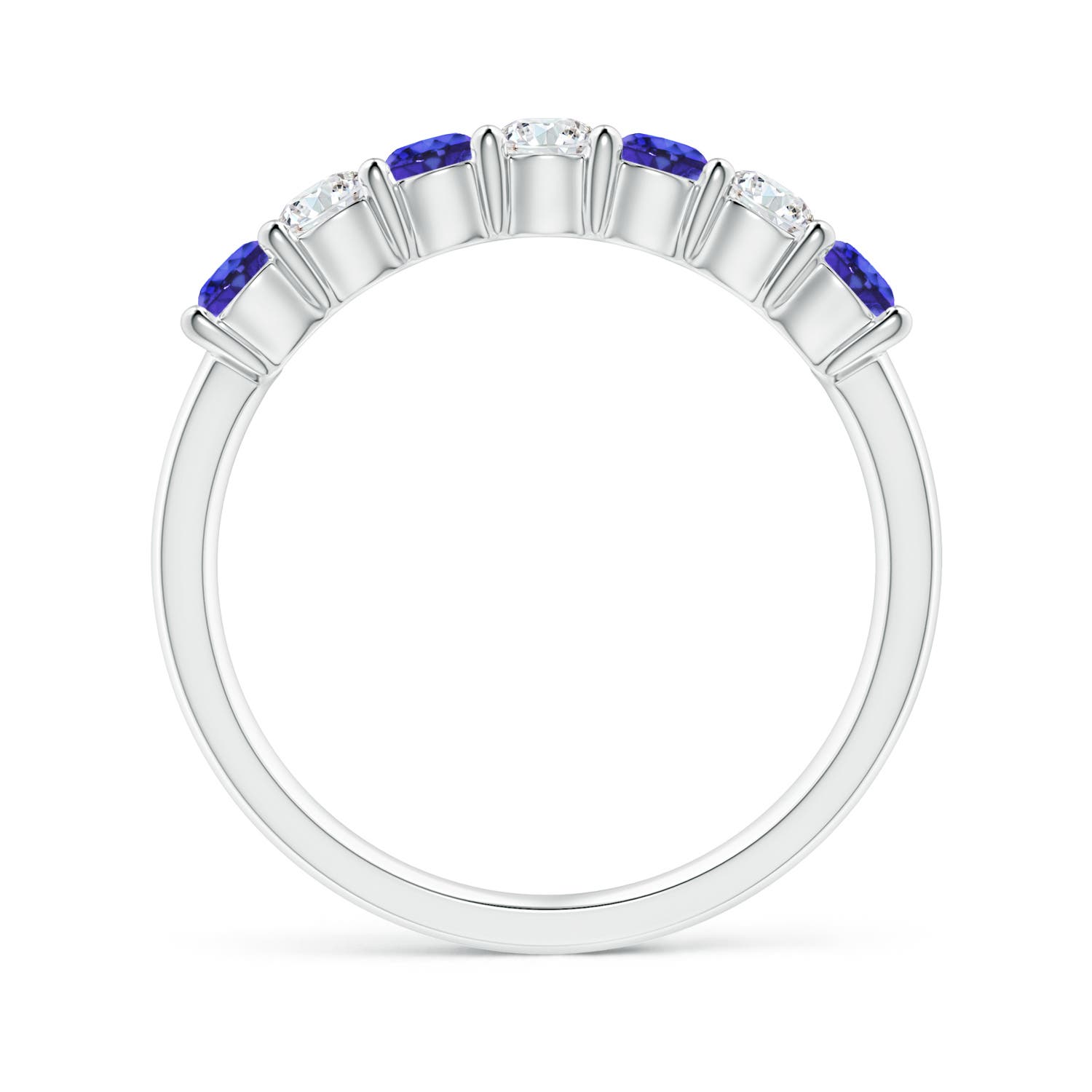 3mm AAAA Half Eternity 7 Stone Tanzanite and Diamond Wedding Ring in P950 Platinum