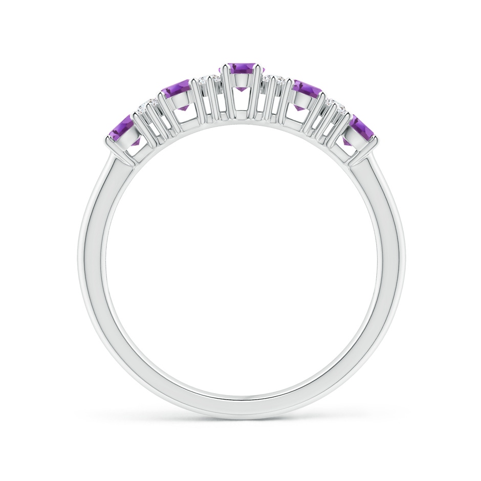 4x3mm A Five Stone Amethyst and Diamond Wedding Ring in P950 Platinum side 199