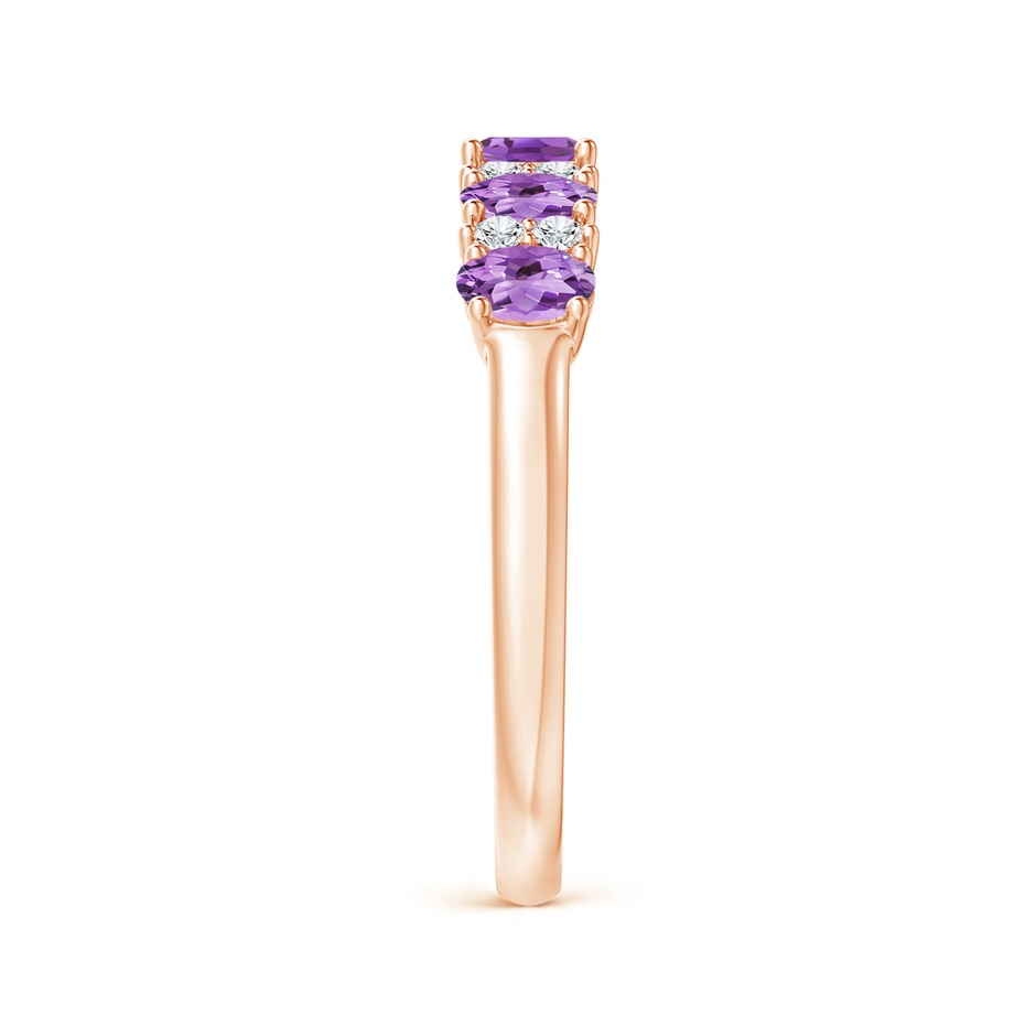 4x3mm A Five Stone Amethyst and Diamond Wedding Ring in Rose Gold side 299