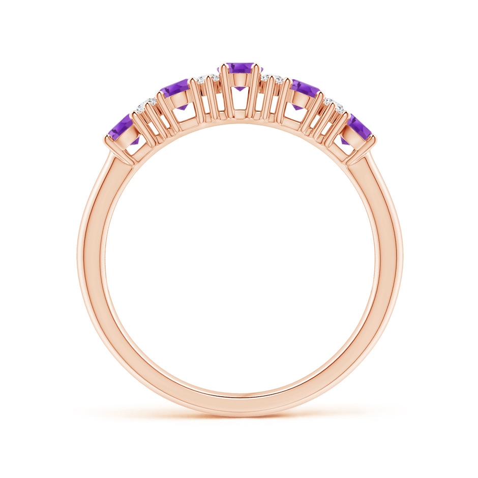 4x3mm AA Five Stone Amethyst and Diamond Wedding Ring in Rose Gold side 199