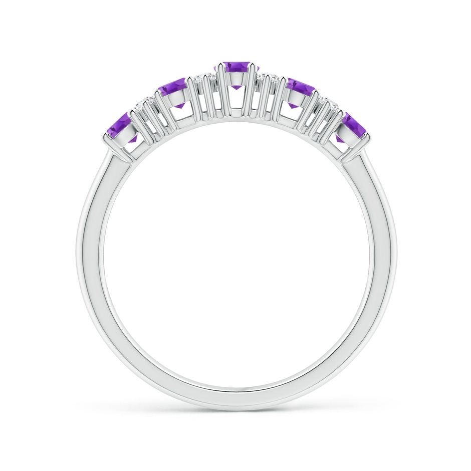 4x3mm AA Five Stone Amethyst and Diamond Wedding Ring in White Gold side 199