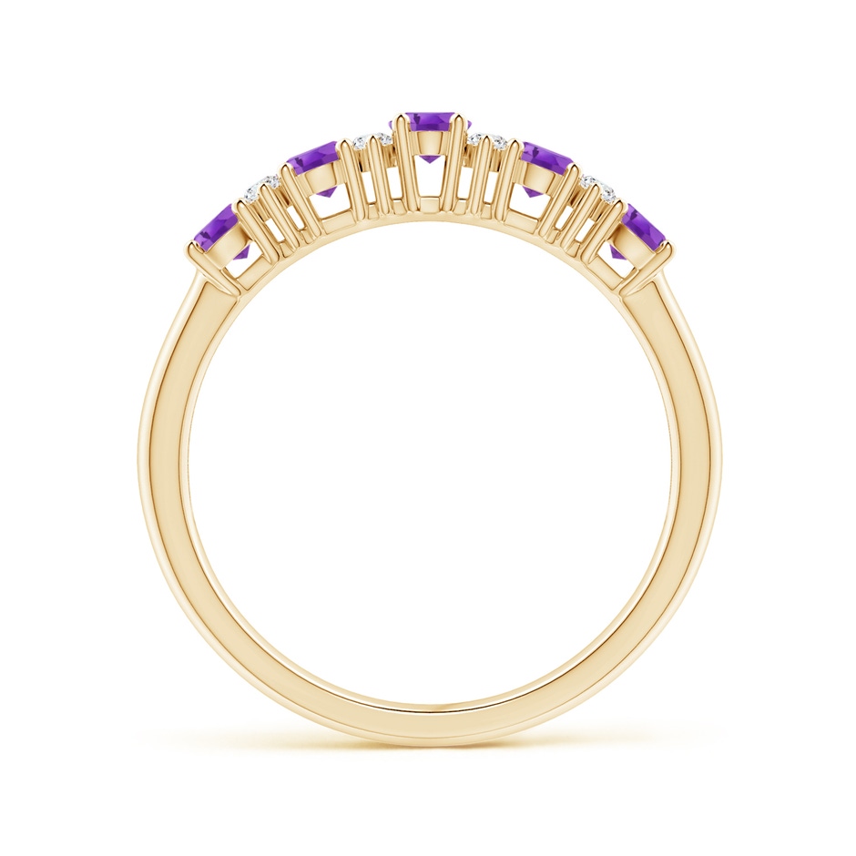 4x3mm AA Five Stone Amethyst and Diamond Wedding Ring in Yellow Gold side 199