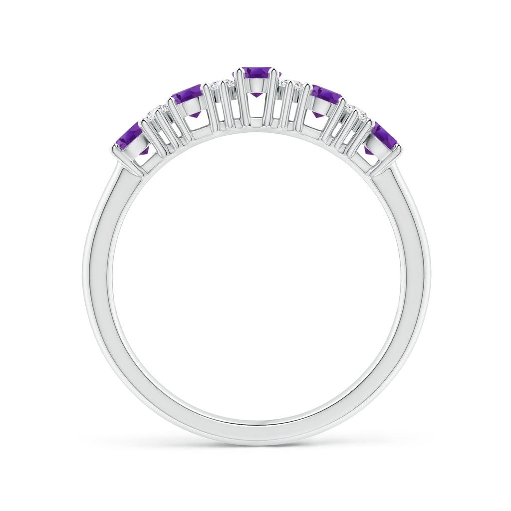 4x3mm AAA Five Stone Amethyst and Diamond Wedding Ring in P950 Platinum - side 199