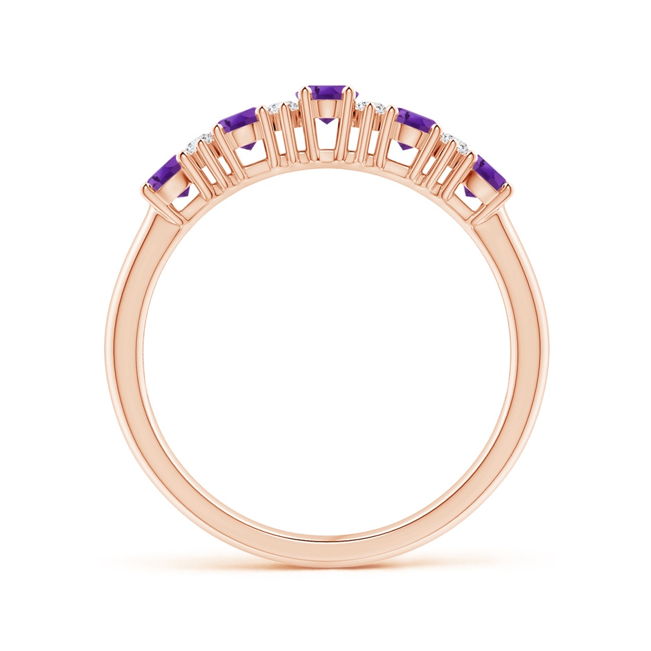 4x3mm AAA Five Stone Amethyst and Diamond Wedding Ring in Rose Gold side 199