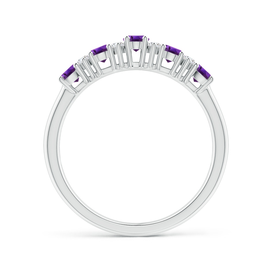 4x3mm AAAA Five Stone Amethyst and Diamond Wedding Ring in White Gold side 199