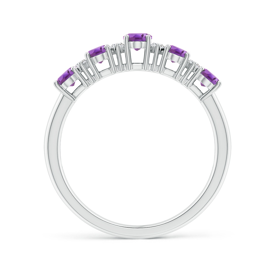 5x3mm A Five Stone Amethyst and Diamond Wedding Ring in White Gold side 199