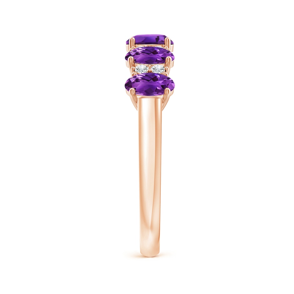 5x3mm AAAA Five Stone Amethyst and Diamond Wedding Ring in 18K Rose Gold side 299