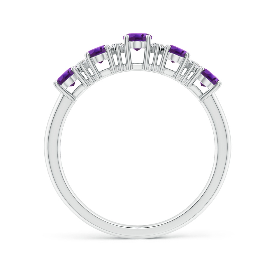 5x3mm AAAA Five Stone Amethyst and Diamond Wedding Ring in P950 Platinum side 199
