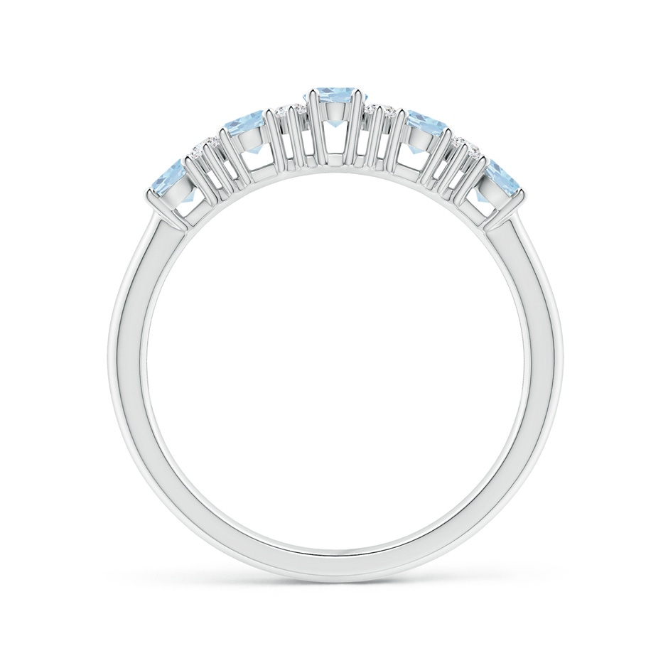 4x3mm A Five Stone Aquamarine and Diamond Wedding Ring in 10K White Gold side 199