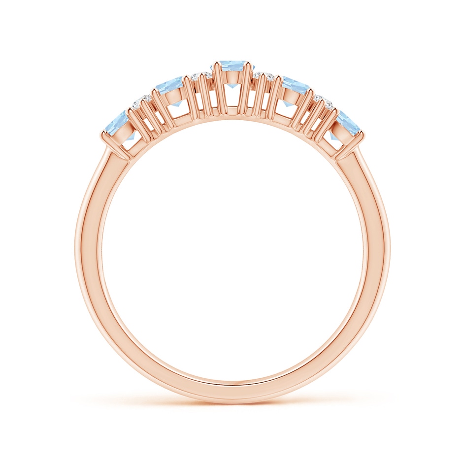 4x3mm AA Five Stone Aquamarine and Diamond Wedding Ring in Rose Gold side 199