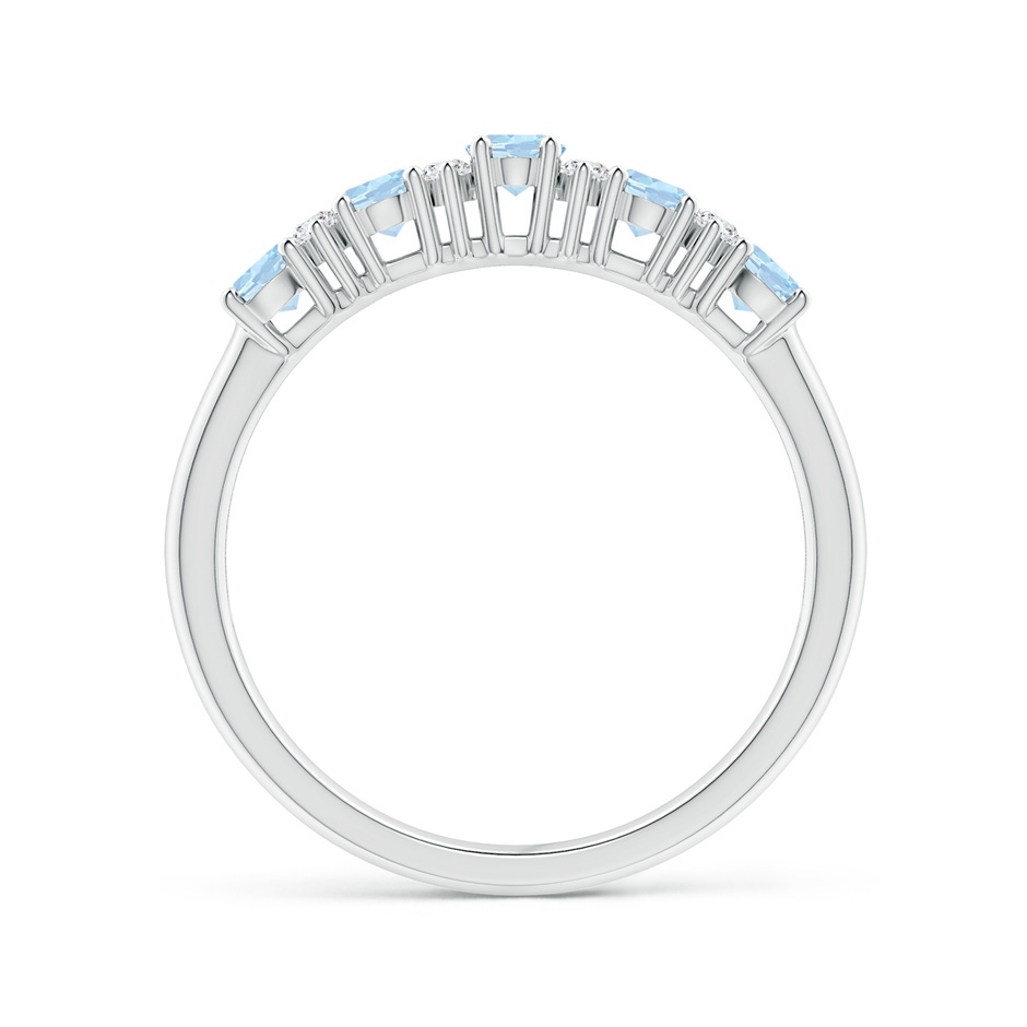 4x3mm AA Five Stone Aquamarine and Diamond Wedding Ring in White Gold side 199