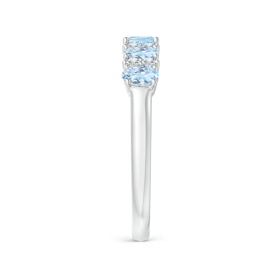 4x3mm AA Five Stone Aquamarine and Diamond Wedding Ring in White Gold side 299