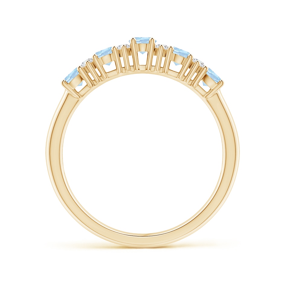 4x3mm AA Five Stone Aquamarine and Diamond Wedding Ring in Yellow Gold side 199