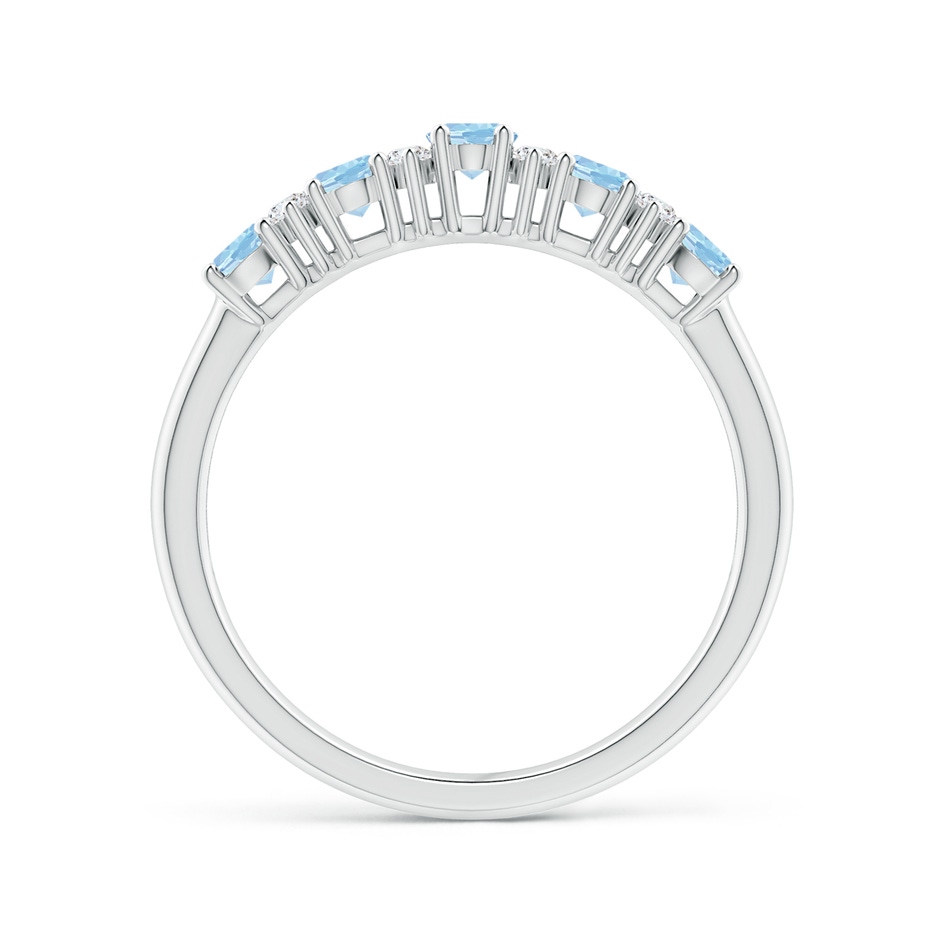 4x3mm AAA Five Stone Aquamarine and Diamond Wedding Ring in White Gold side 199