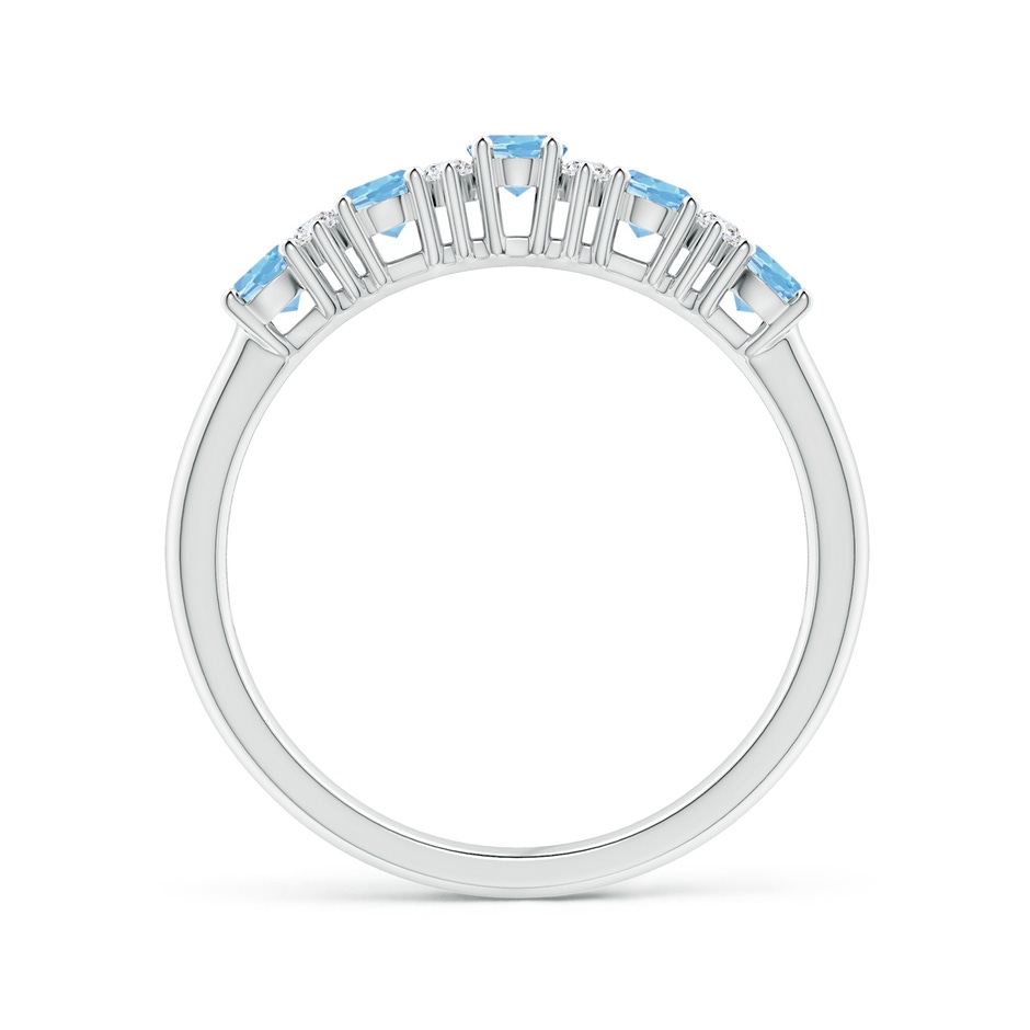 4x3mm AAAA Five Stone Aquamarine and Diamond Wedding Ring in P950 Platinum side 199