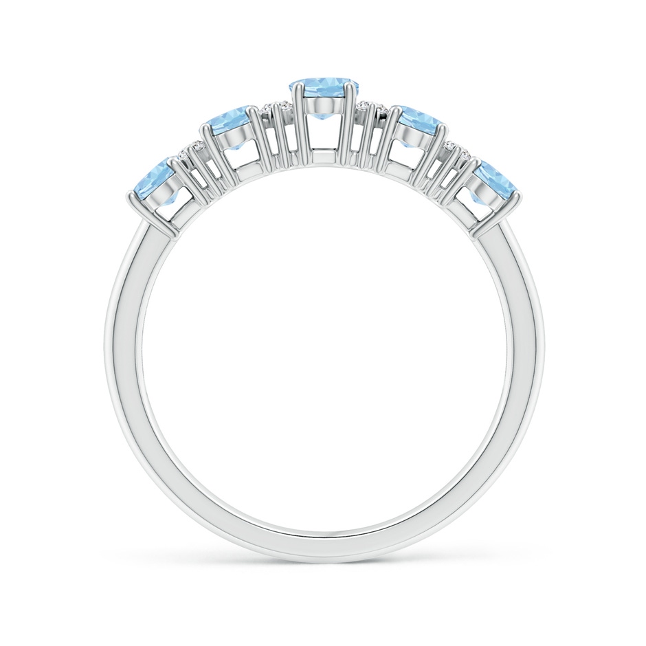 5x3mm AAA Five Stone Aquamarine and Diamond Wedding Ring in White Gold side 199