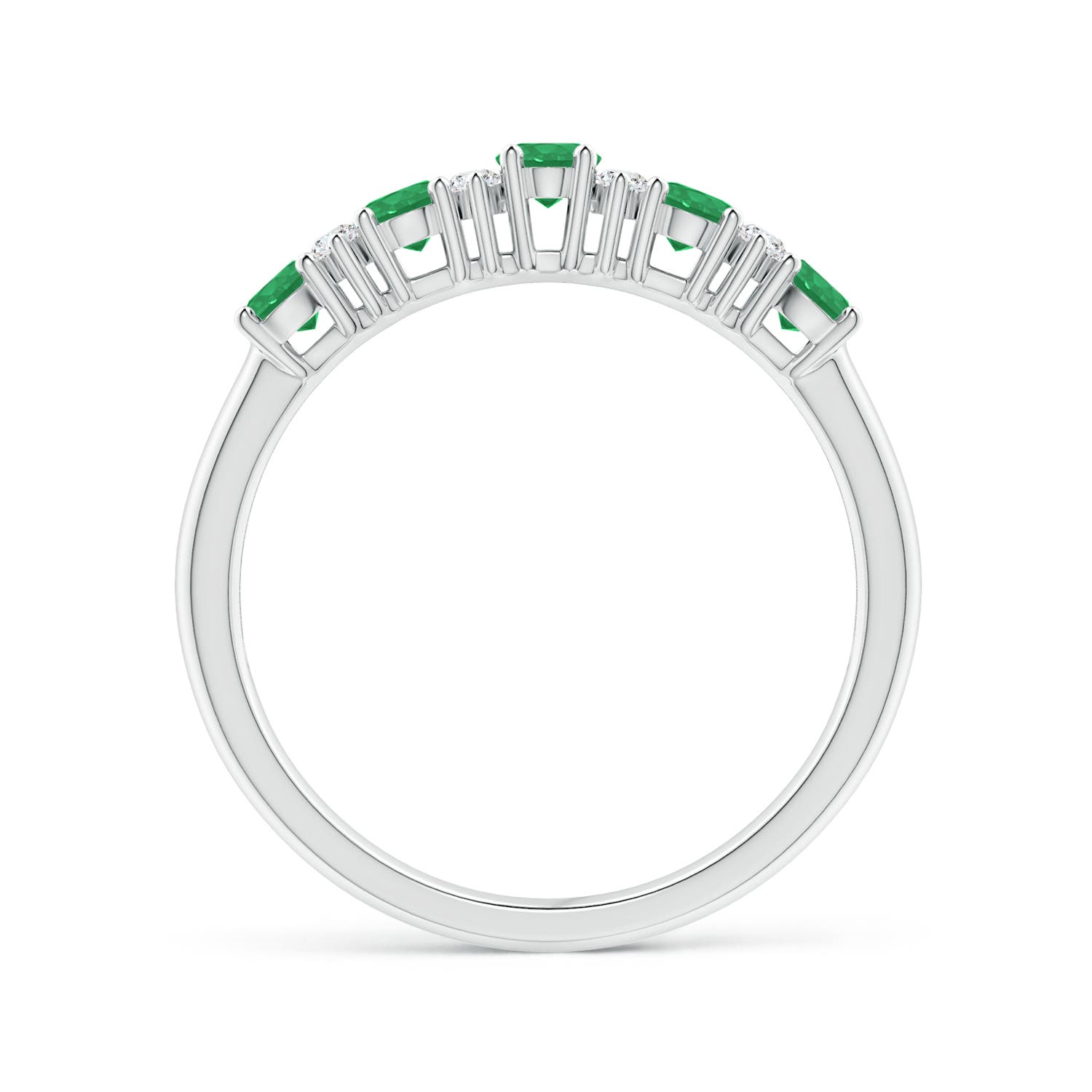 4x3mm A Five Stone Emerald and Diamond Wedding Ring in P950 Platinum