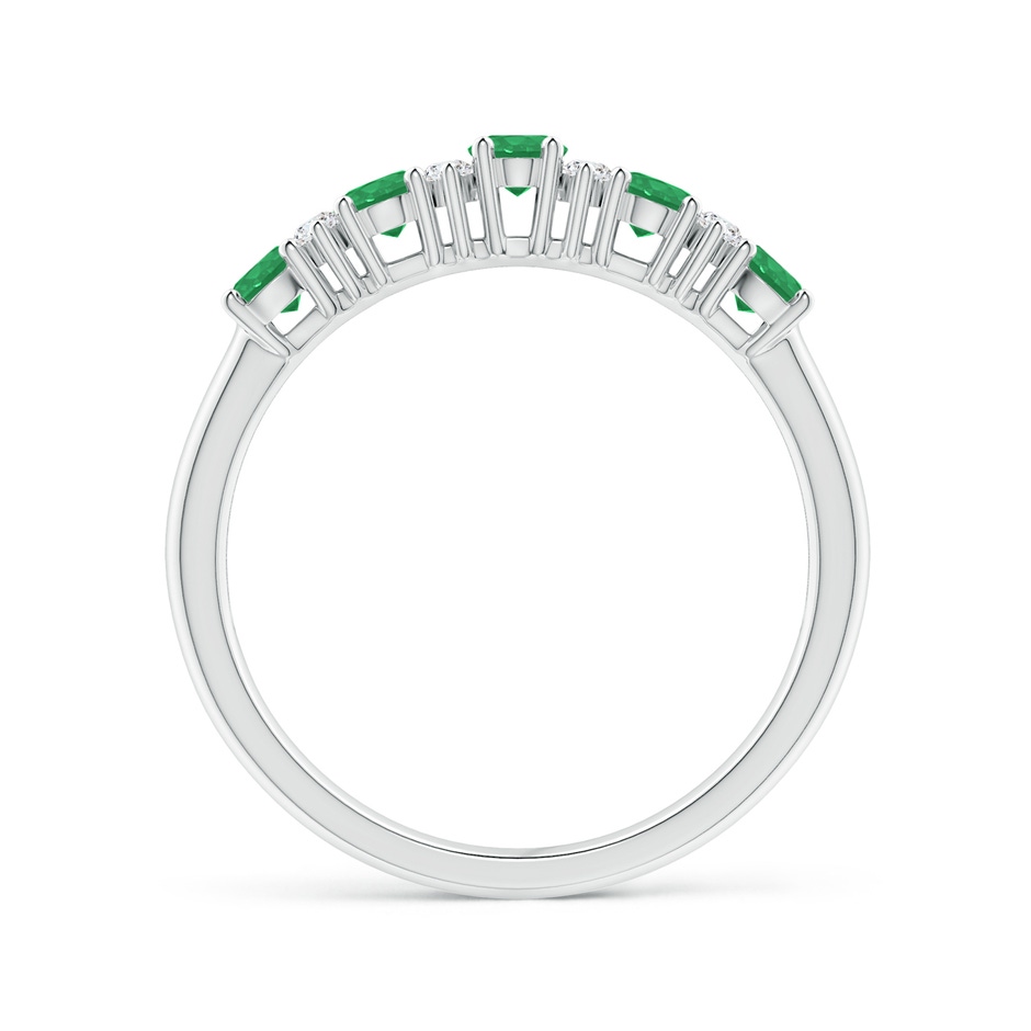 4x3mm A Five Stone Emerald and Diamond Wedding Ring in P950 Platinum side 199