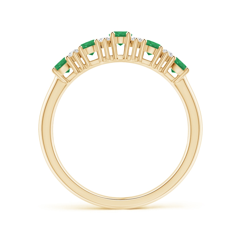 4x3mm A Five Stone Emerald and Diamond Wedding Ring in Yellow Gold side 199