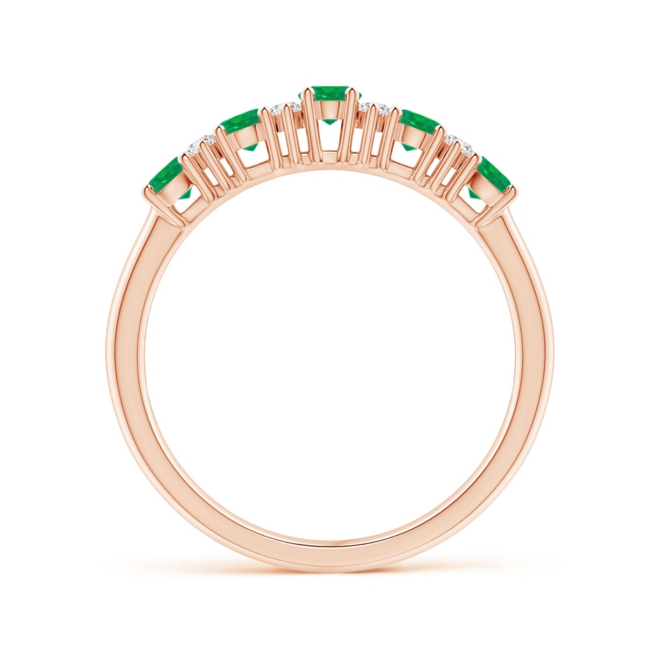 4x3mm AA Five Stone Emerald and Diamond Wedding Ring in Rose Gold side 199