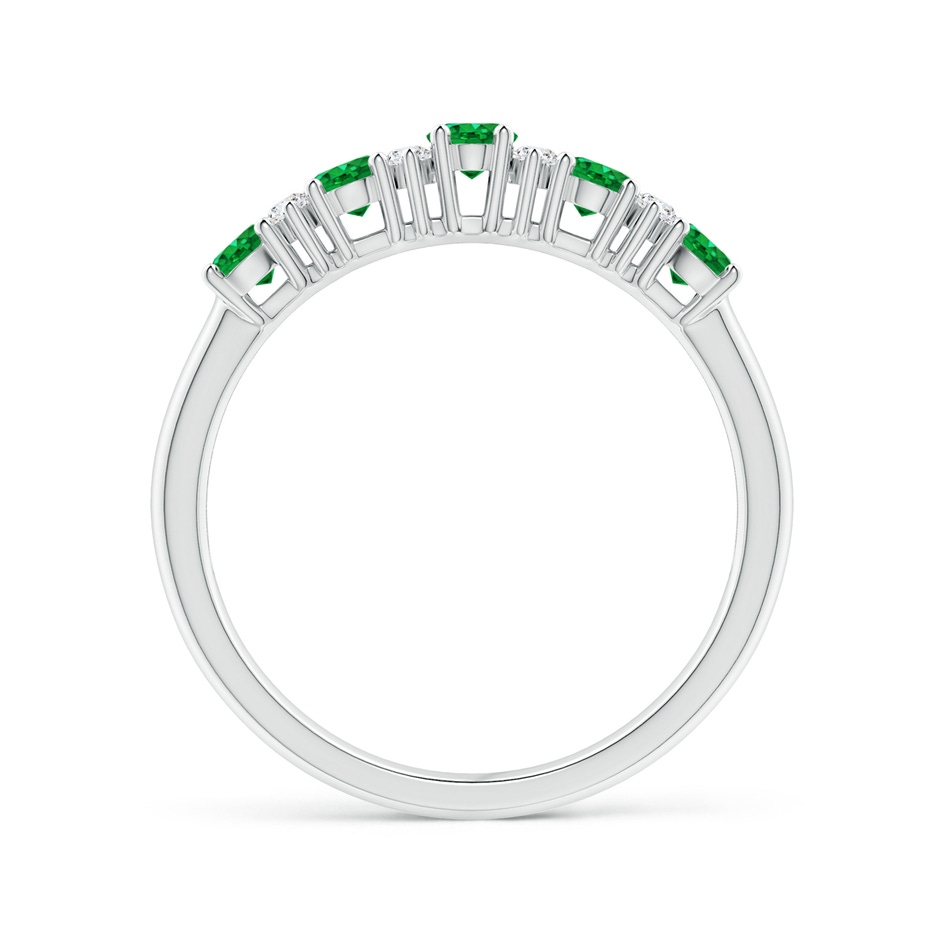 4x3mm AAA Five Stone Emerald and Diamond Wedding Ring in P950 Platinum side 199