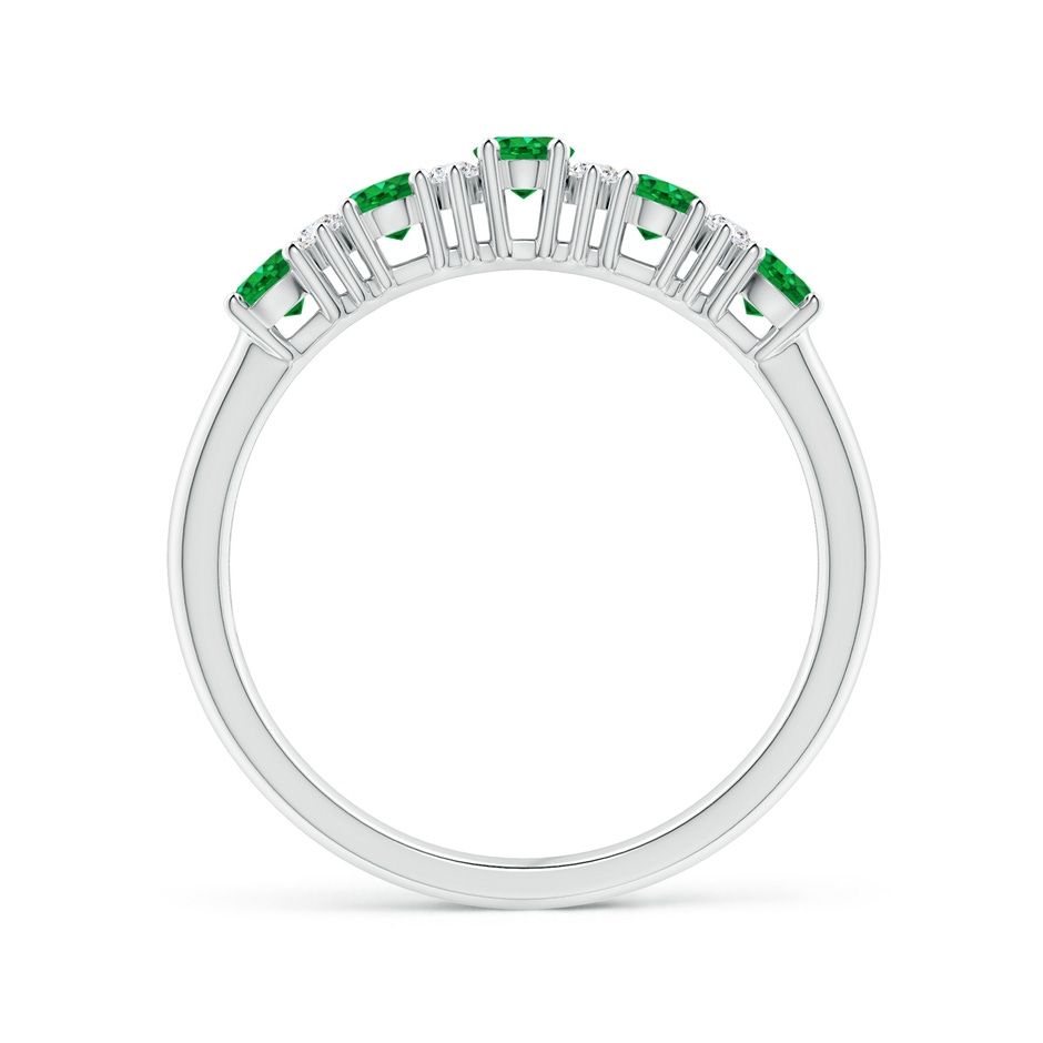 4x3mm AAA Five Stone Emerald and Diamond Wedding Ring in White Gold side 199