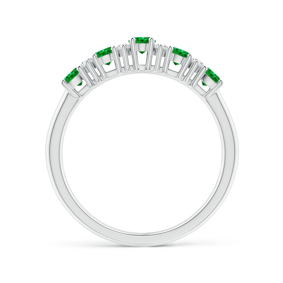 4x3mm AAAA Five Stone Emerald and Diamond Wedding Ring in P950 Platinum side 199